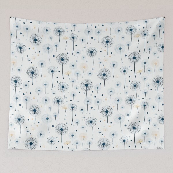Item preview, Elegant Dandelion Pattern, Delicate White Flowers in Blue Pastel, Botanical Floral Design designed and sold by EffatDezign.