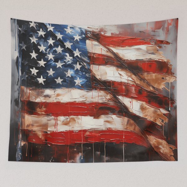 Item preview, American flag oil painting print designed and sold by dcrc.