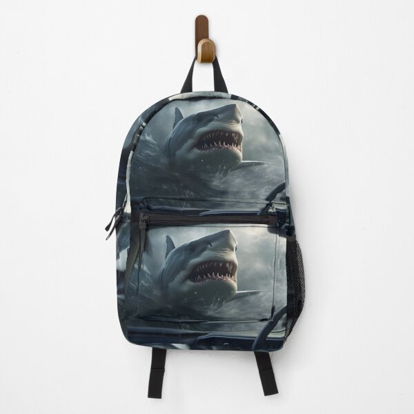 Item preview, A drivers view overlooking a shark in the ocean in the style of hyper-realistic scary sci-fi designed and sold by AI-Only Creations.