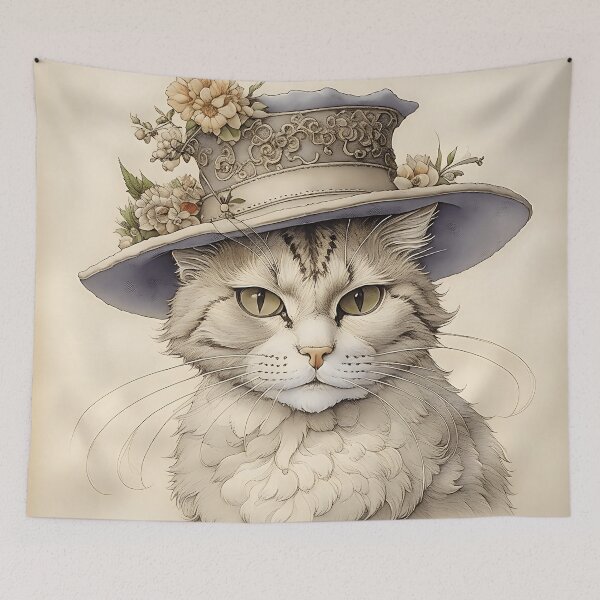 Item preview, [Arte con IA] Miss Cat descarada con sombrero floral designed and sold by Sissle.