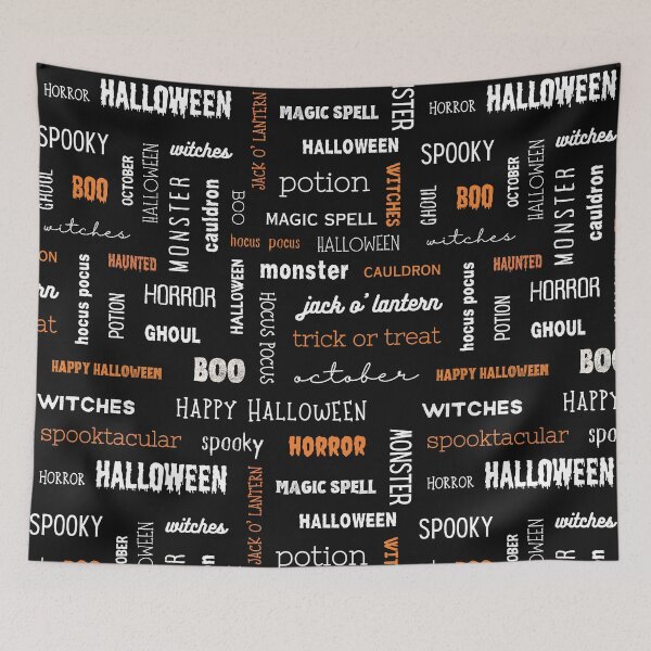 Item preview, Typography Pattern Black and White Halloween designed and sold by artbybiyan.