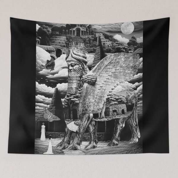 Item preview, Lamassu Statue Ancient Mesopotamia Angels Magick Assyrian Temple designed and sold by Seruni Artworks.
