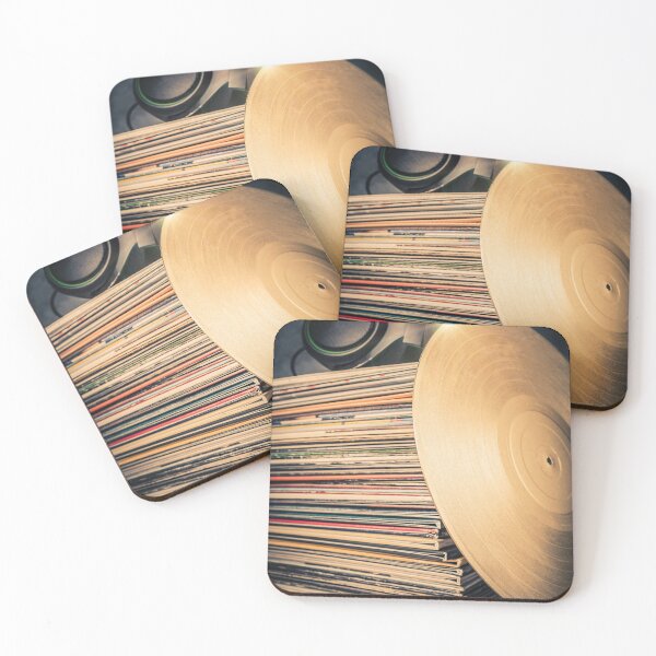 Item preview, Gold vinyl record on the background of a record collection. designed and sold by Boogeyman Bill.