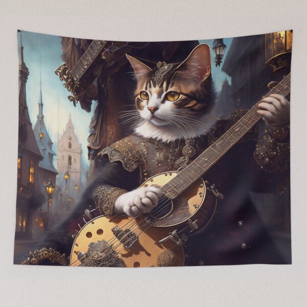 Item preview, Cat playing banjo designed and sold by M-Y-A-R-T-.