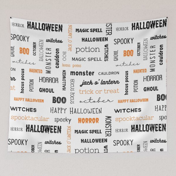 Item preview, Typography Pattern White Orange and Black Halloween designed and sold by artbybiyan.