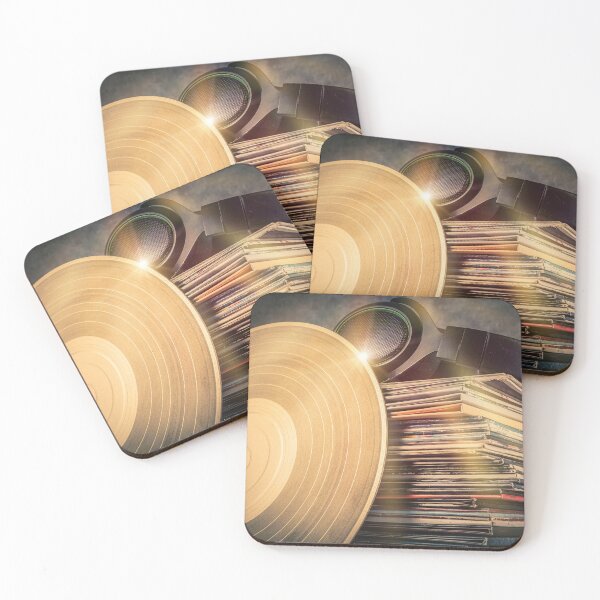 Item preview, Gold vinyl record on the background of a record collection. designed and sold by Boogeyman Bill.