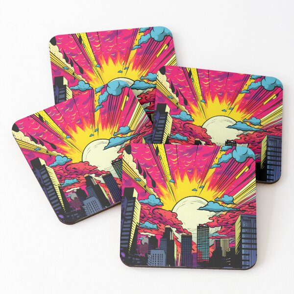 Item preview, City skyline with a large sun setting behind the buildings designed and sold by alaa-mously.