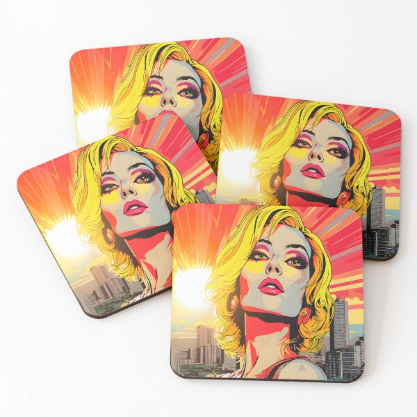 Item preview, Blonde in Red Dress City Skyline Illustration designed and sold by alaa-mously.