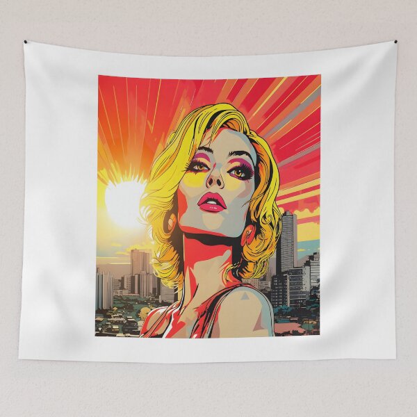Item preview, Blonde in Red Dress City Skyline Illustration designed and sold by alaa-mously.
