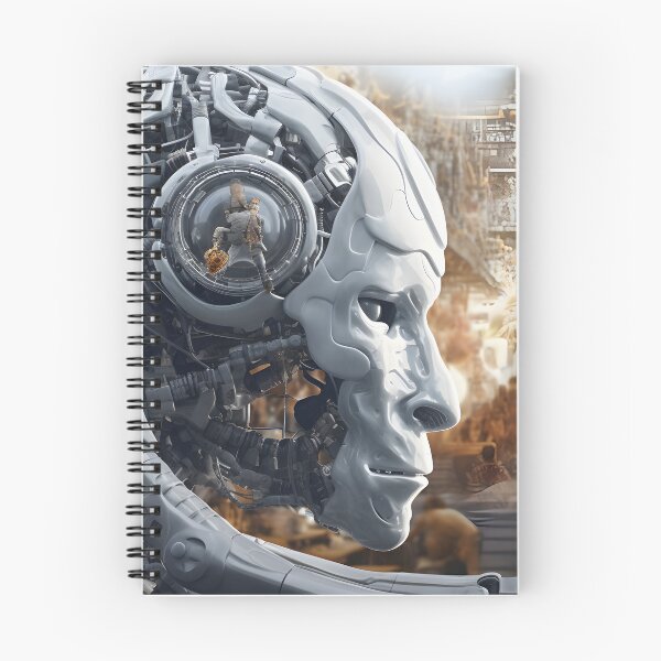Item preview, A futuristic illustration of living in the age of and with intelligent machines in the style of robotic expressionism designed and sold by AI-Only Creations.