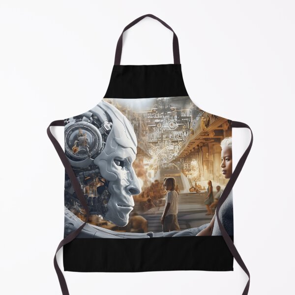 Item preview, A futuristic illustration of living in the age of and with intelligent machines in the style of robotic expressionism designed and sold by AI-Only Creations.