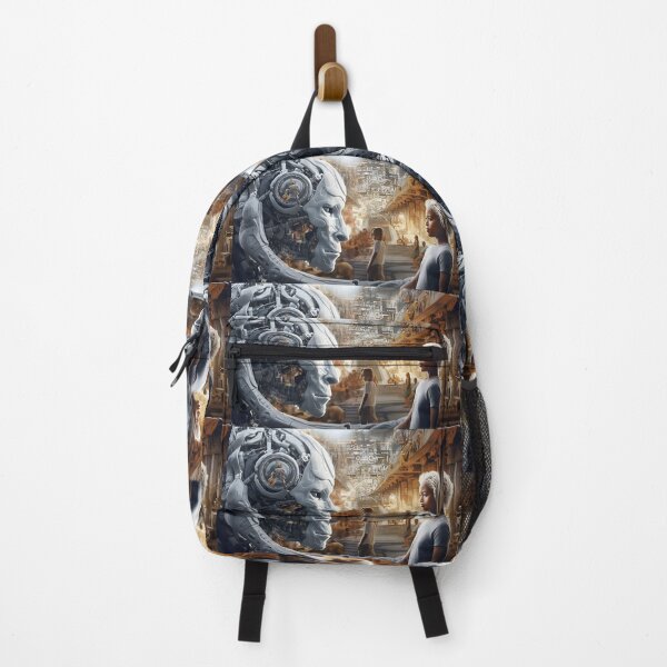Item preview, A futuristic illustration of living in the age of and with intelligent machines in the style of robotic expressionism designed and sold by AI-Only Creations.