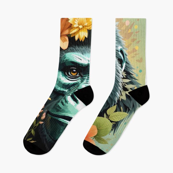 Item preview, Gorilla Floral Portrait designed and sold by Ceemko's Vintage Corner.