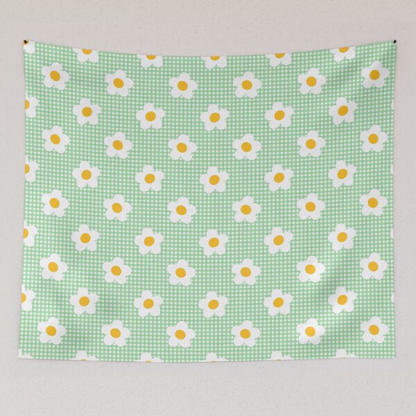 Item preview, Gingham style with white flowers designed and sold by Kalaidas-Art.