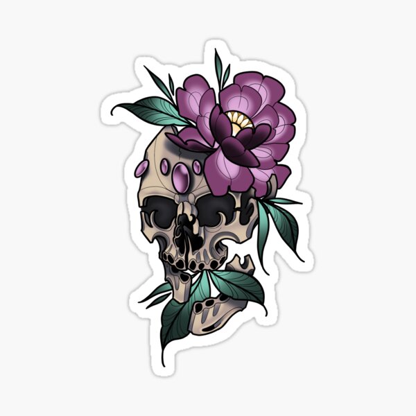 Item preview, Purple Floral Skull  designed and sold by drybrittlebones.