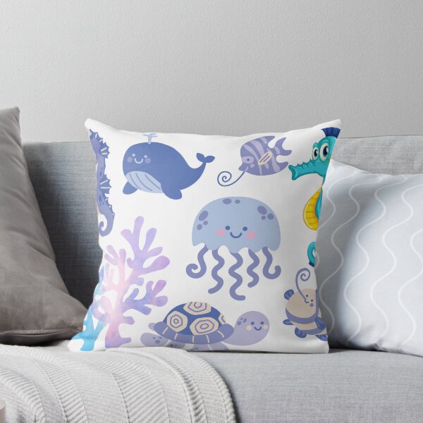 Item preview, Sea animals  in purple blue  designed and sold by Satika Ploy.