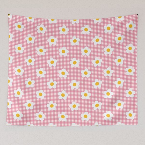 Item preview, Gingham style with white flowers designed and sold by Kalaidas-Art.