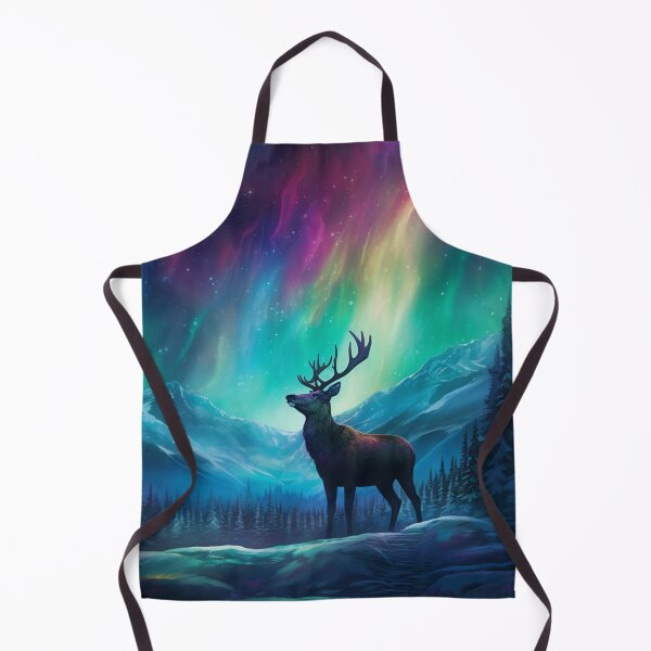 Item preview, Deer Northern Light Aurora Borealis Scenery Mountains Rivers Trees designed and sold by NLTees.
