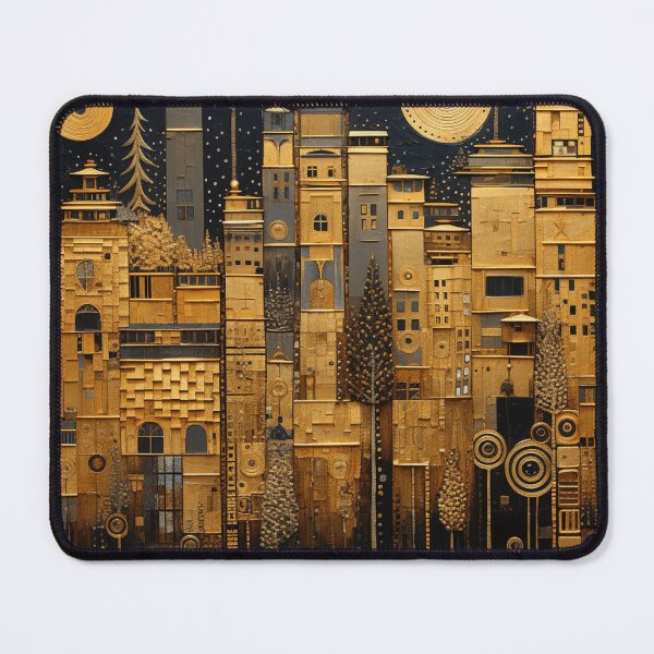 Item preview, Gold and Black Abstract City Skyline Oil Painting designed and sold by StudioRedKoala.