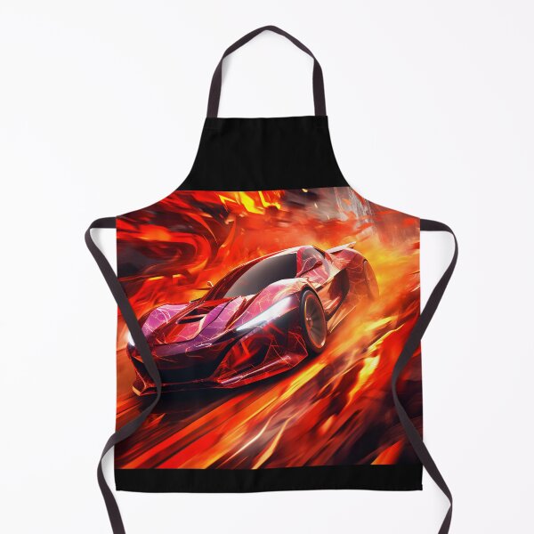 Item preview, An art illustration of a sports car racing through fire in the style of futuristic glam designed and sold by AI-Only Creations.