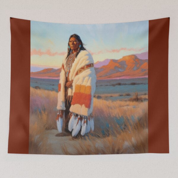 Item preview, Strong Native American Sunset Warrior designed and sold by AUTHENTIC AMERICANA ARTS.
