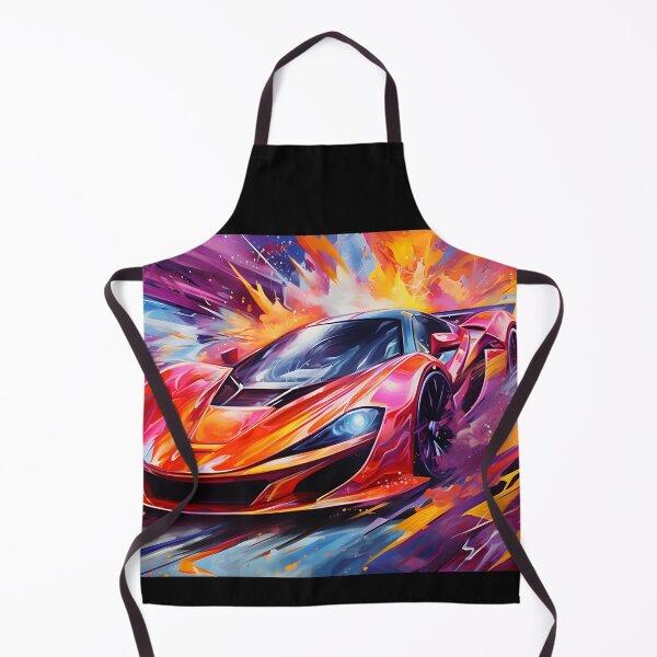 Item preview, An action painting of a vibrant and very fast red metallic futuristic sports car in the style of airbrush art designed and sold by AI-Only Creations.