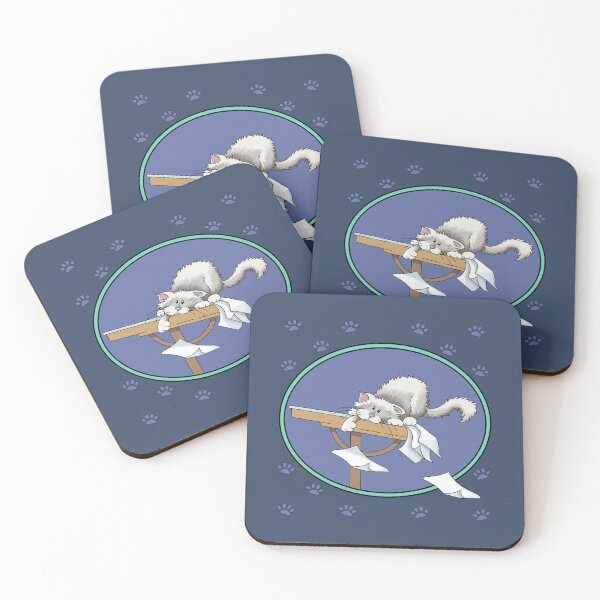 Item preview, Cat mischief pattern blue designed and sold by Kathy Kuczek.