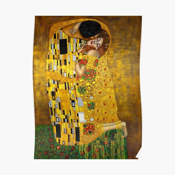 The Kiss Gustav Klimt Painting Poster By Jimmywatt Redbubble
