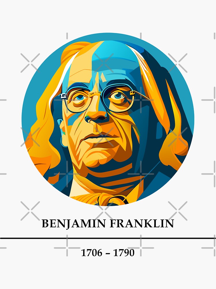 Benjamin Franklin (1706 – 1790) [Ai Generated Vector Art] Sticker for Sale  by VitYanakorn