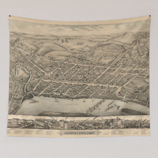 Item preview, Vintage Map of Middletown CT (1877) designed and sold by BravuraMedia.