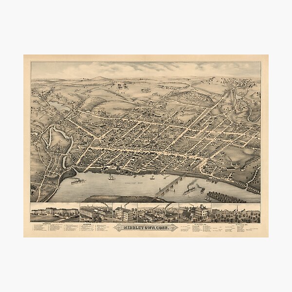 Item preview, Vintage Map of Middletown CT (1877) designed and sold by BravuraMedia.