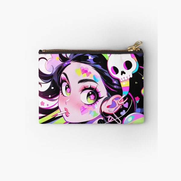 Aperçu de l'œuvre Coeurs et crânes colorés et brillants Anime Girl créée et vendue par bubblegoth.