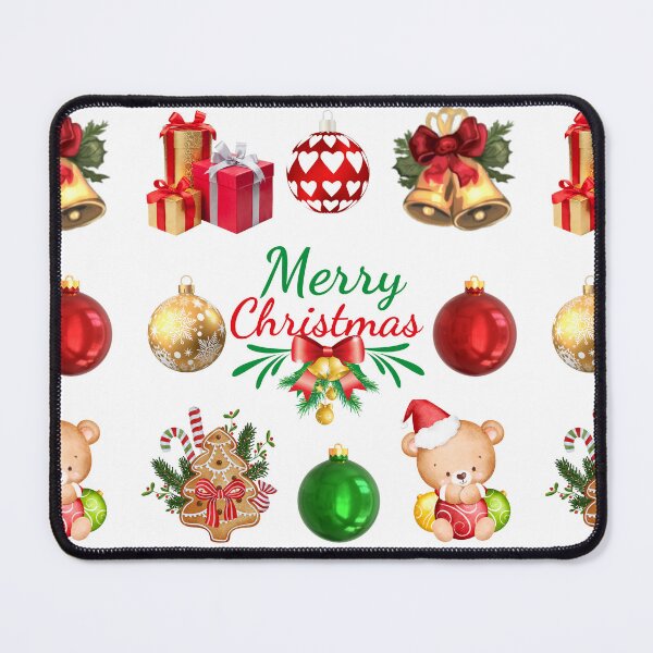 Aperçu de l'œuvre Joyeux ornements de Noël, canne en bonbon, biscuit au pain de gringe, cloches de Noël, cadeaux et cadeaux créée et vendue par FCS Specialties LLC.