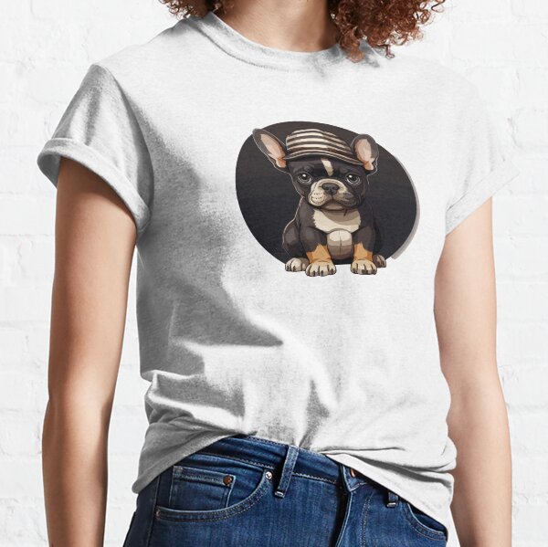 Little French Bulldog puppy wearing hat Classic T-Shirt
