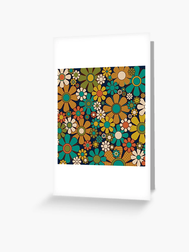 Retro Garden Gingham Flowers 60s 70s Floral Vintage Maximalist