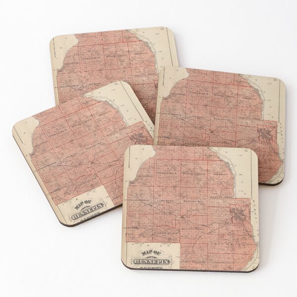 Item preview, Vintage Map of Hennepin County MN (1874) designed and sold by BravuraMedia.