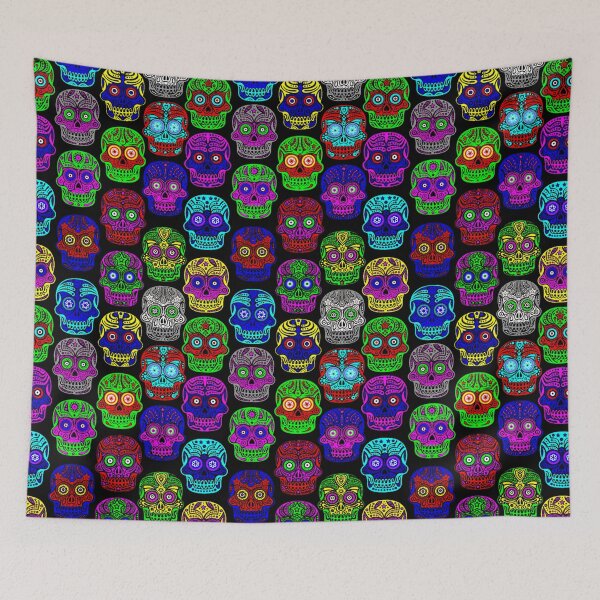 Item preview, Colourful Skulls pattern designed and sold by Neontuna.