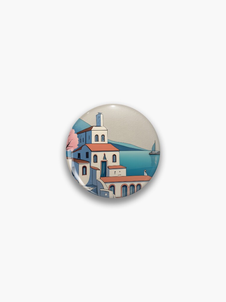 Thumbnail 1 of 3, Pin, Old Traditional Greece Cycladic home Drawing designed and sold by Patricks-Art.