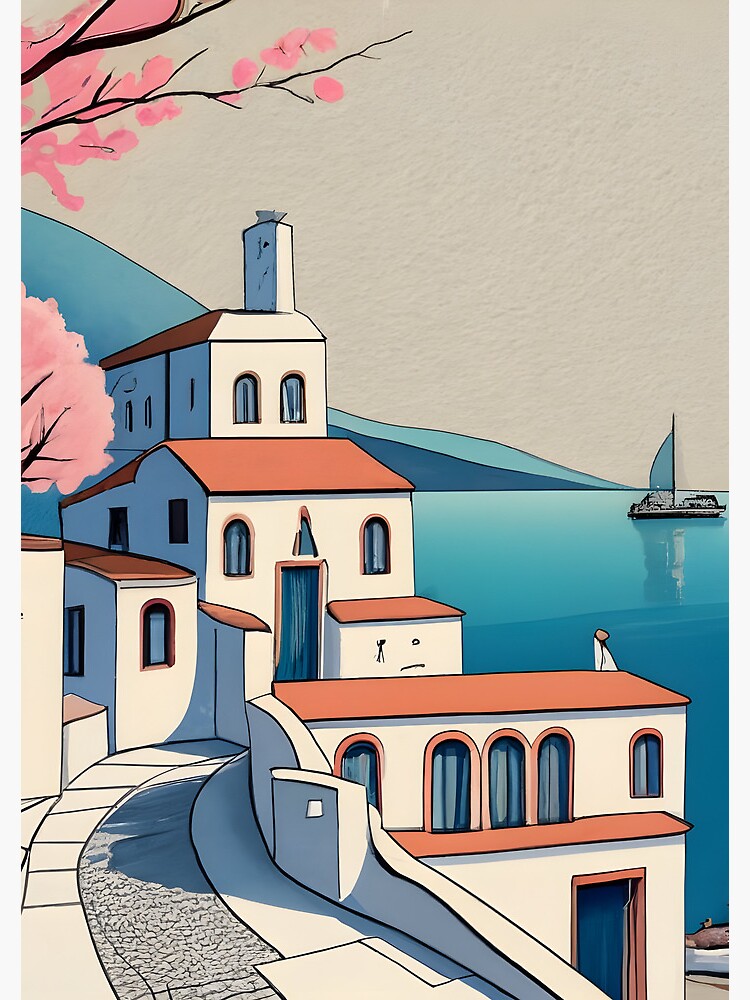 Thumbnail 3 of 3, Journal, Old Traditional Greece Cycladic home Drawing designed and sold by Patricks-Art.