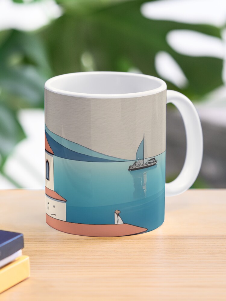 Thumbnail 1 of 6, Coffee Mug, Old Traditional Greece Cycladic home Drawing designed and sold by Patricks-Art.