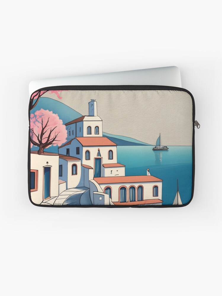 Thumbnail 1 of 2, Laptop Sleeve, Old Traditional Greece Cycladic home Drawing designed and sold by Patricks-Art.