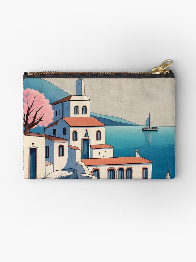 Thumbnail 1 of 4, Zipper Pouch, Old Traditional Greece Cycladic home Drawing designed and sold by Patricks-Art.