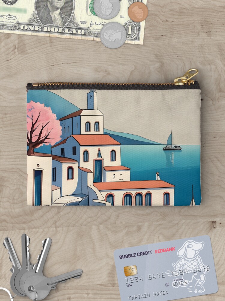 Thumbnail 3 of 4, Zipper Pouch, Old Traditional Greece Cycladic home Drawing designed and sold by Patricks-Art.