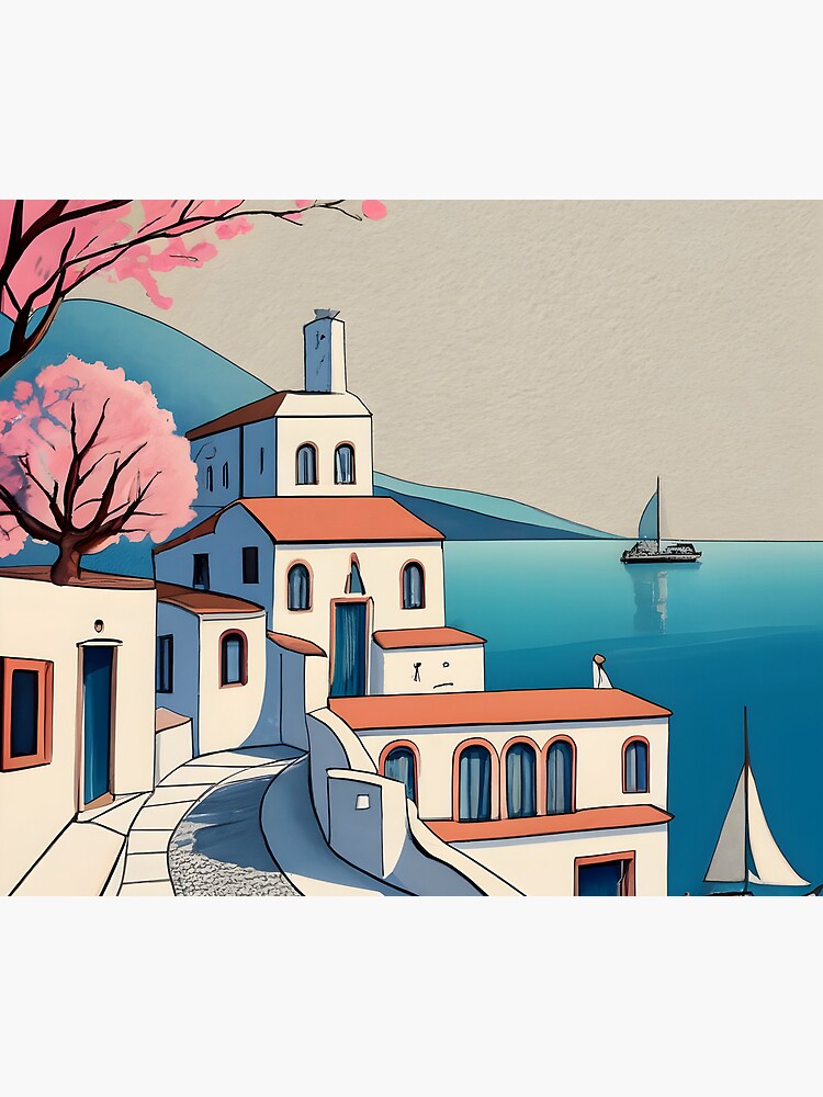 Thumbnail 5 of 5, Mouse Pad, Old Traditional Greece Cycladic home Drawing designed and sold by Patricks-Art.