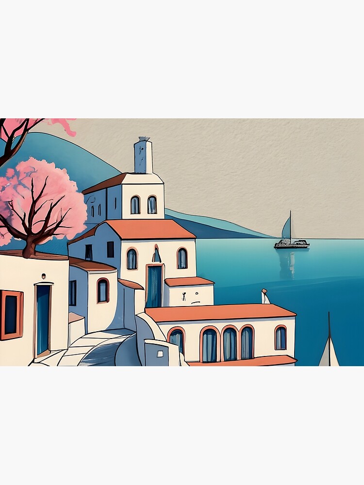 Thumbnail 3 of 3, Journal, Old Traditional Greece Cycladic home Drawing designed and sold by Patricks-Art.