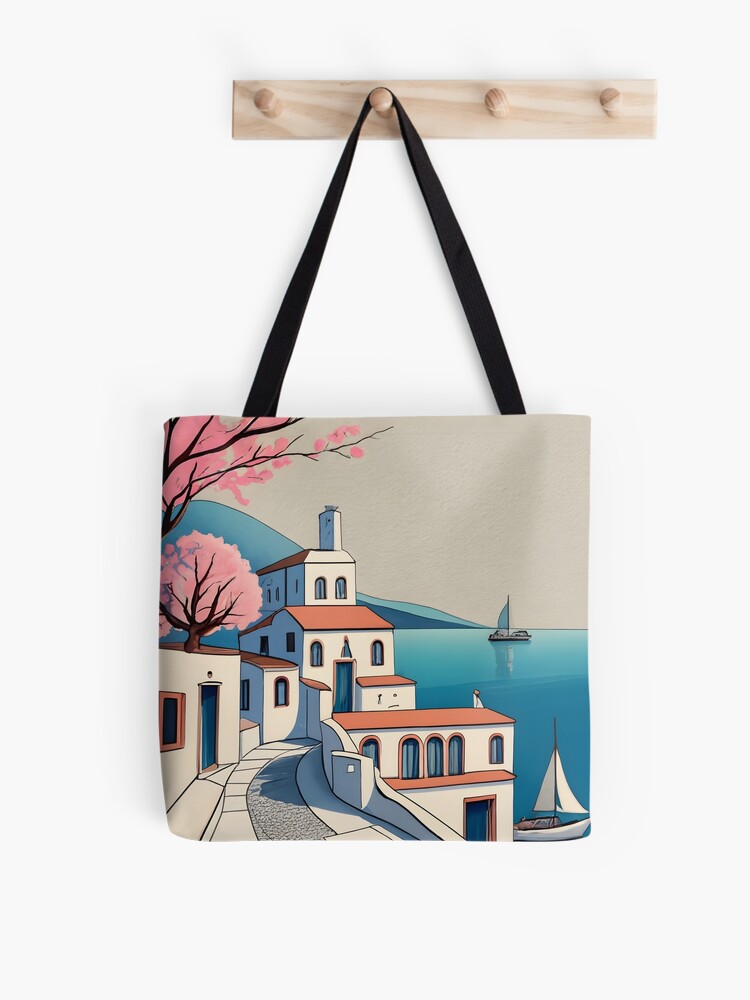 Thumbnail 1 of 2, Tote Bag, Old Traditional Greece Cycladic home Drawing designed and sold by Patricks-Art.