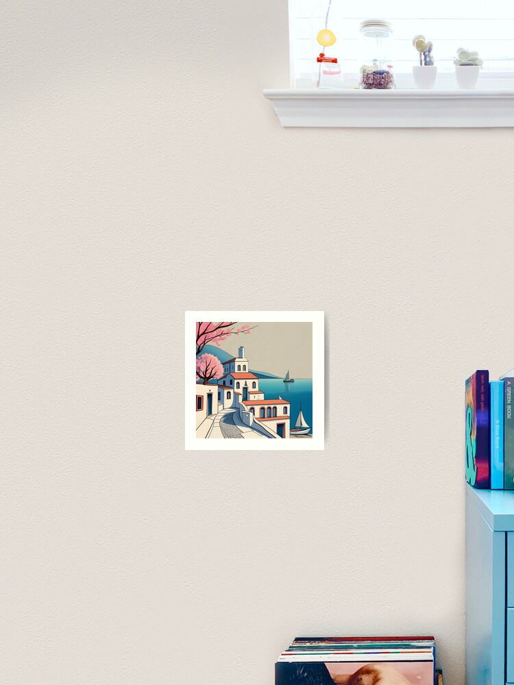 Thumbnail 1 of 3, Art Print, Old Traditional Greece Cycladic home Drawing designed and sold by Patricks-Art.
