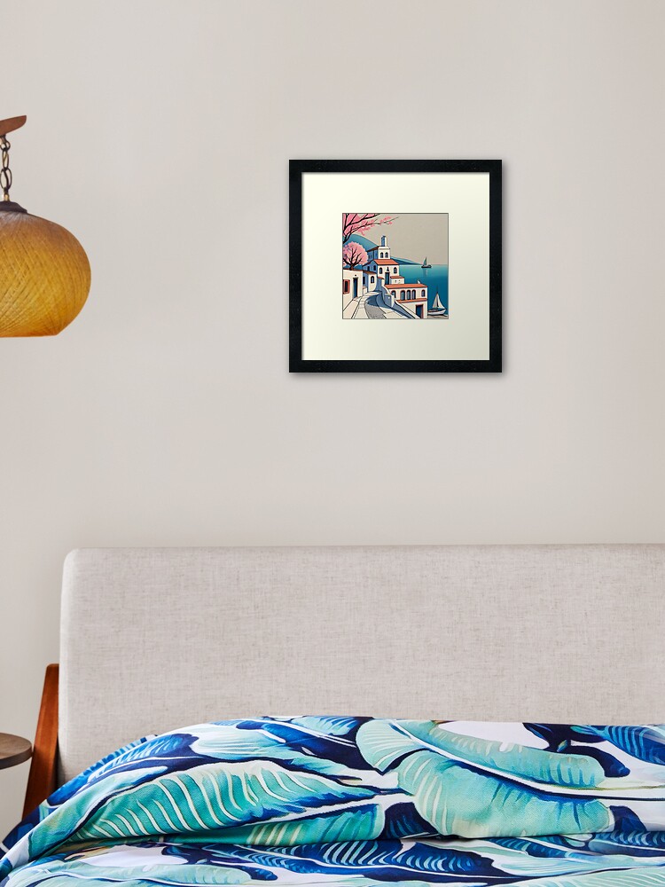 Thumbnail 1 of 7, Framed Art Print, Old Traditional Greece Cycladic home Drawing designed and sold by Patricks-Art.
