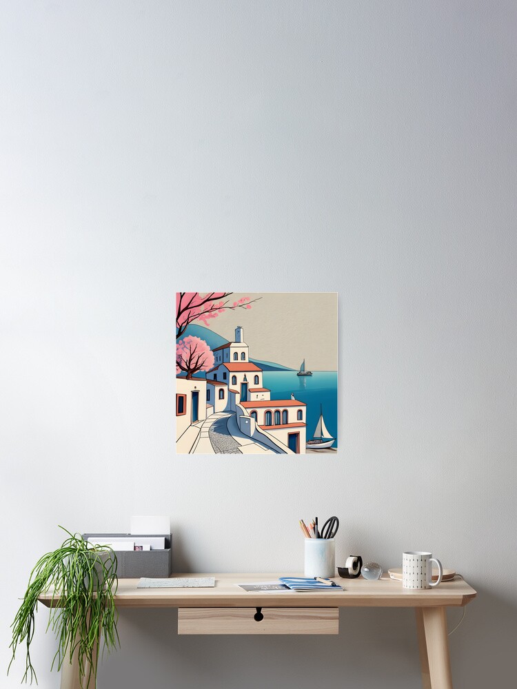 Thumbnail 2 of 3, Poster, Old Traditional Greece Cycladic home Drawing designed and sold by Patricks-Art.