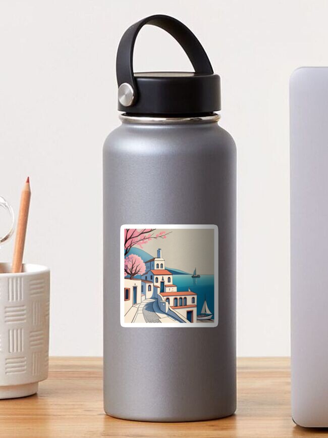 Thumbnail 1 of 3, Sticker, Old Traditional Greece Cycladic home Drawing designed and sold by Patricks-Art.